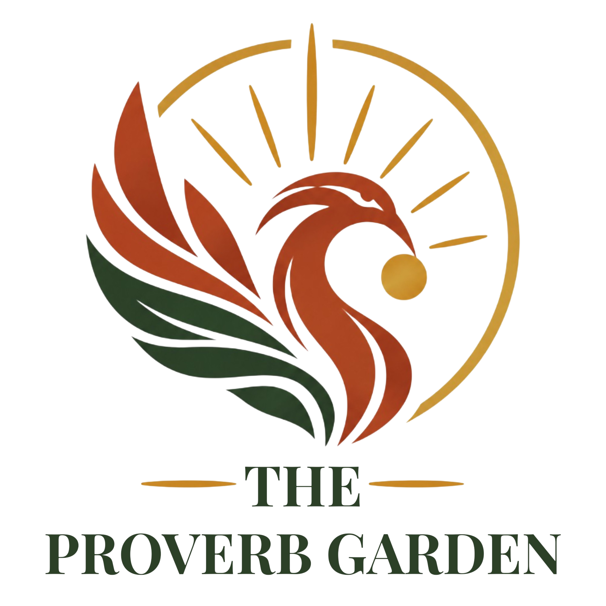 The Proverb Garden logo with the Phoenix and Sankofa bird emblem